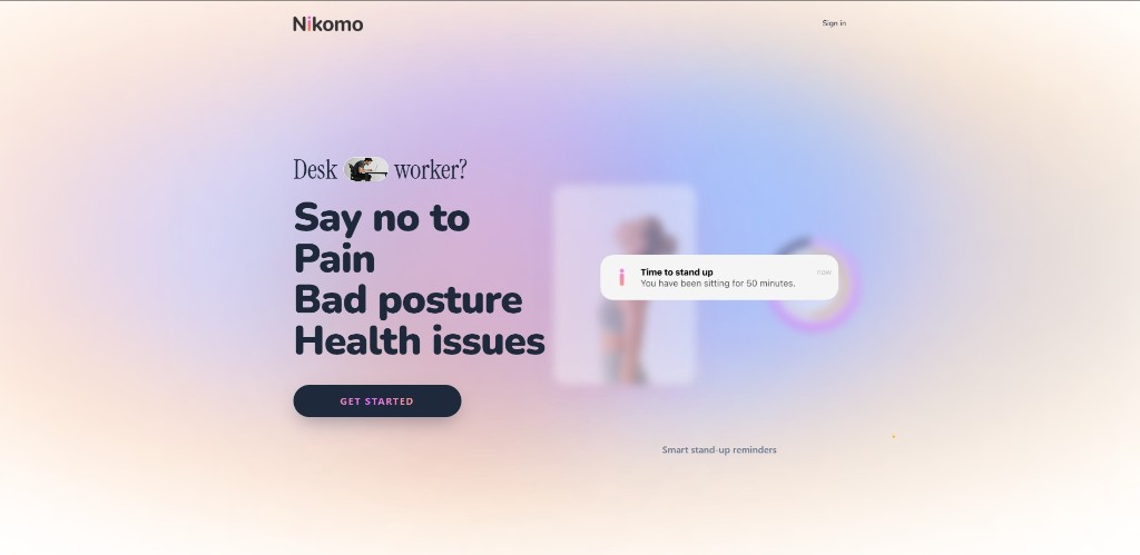 Landing page introducing intelligent workplace wellness reminders — Desktop Wellness Reminder Platform