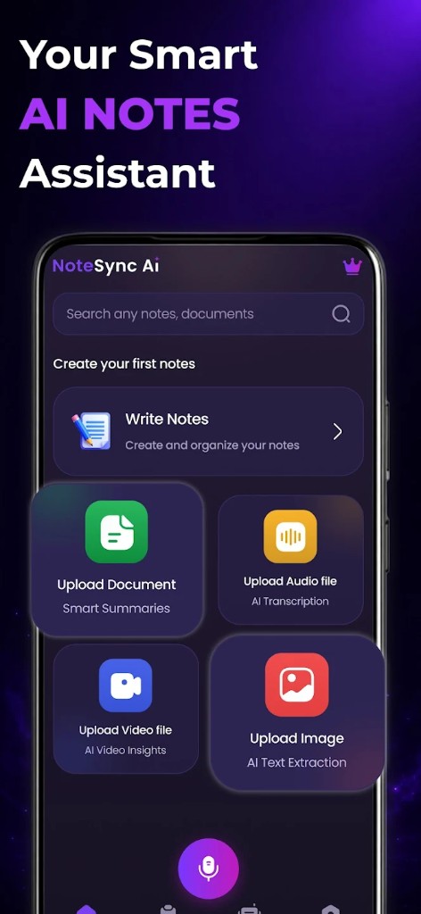 Unified productivity dashboard with multi-format capture options — AI Note Taking Assistant